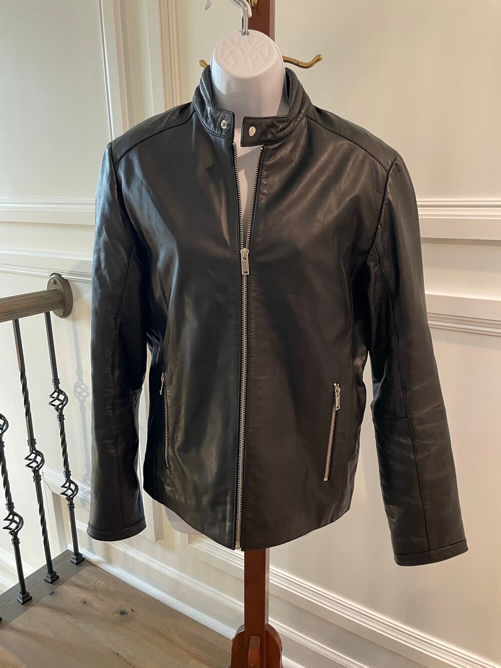 ASOS Unisex Black Leather Biker Jacket – Size S